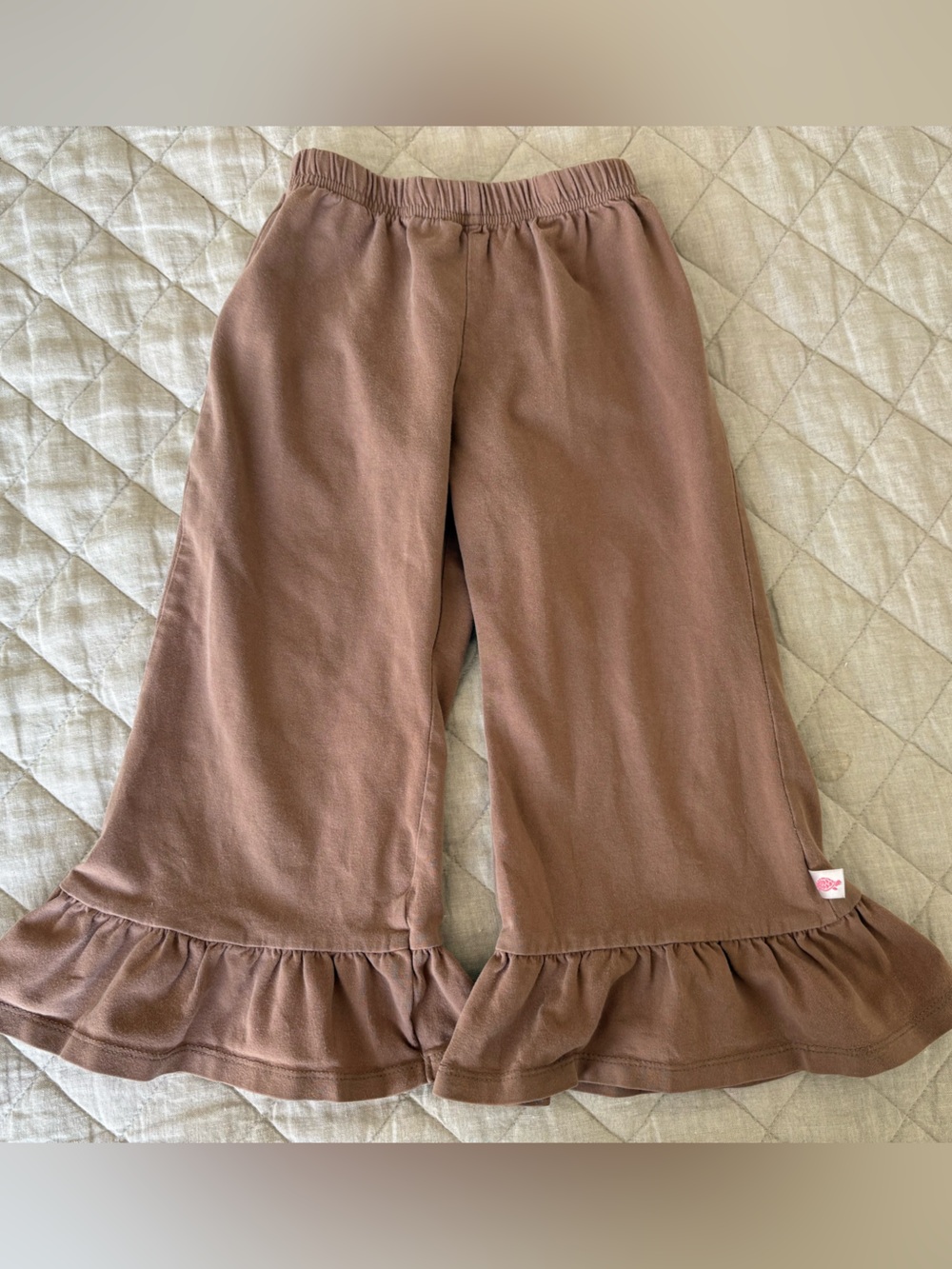 Kids Brown Ruffle Hem Bottoms - size 2